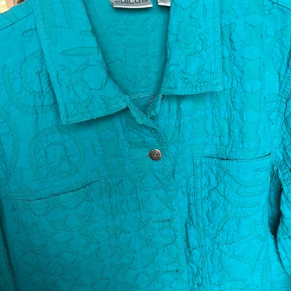 Chico's Aqua Jean Jacket Tailored Fit $19